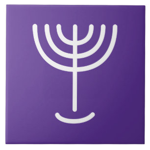 Azulejo Menorah White Purple