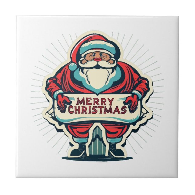 Azulejo Mensaje de Papá Noel que difunde alegría a Navidad (Frente)