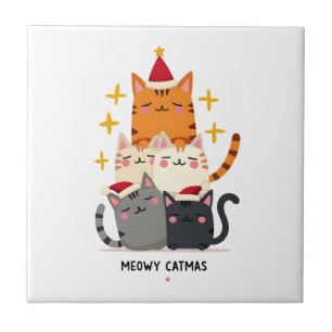 Azulejo Meowy Catmas Gato Navidad Árbol Navidad (3)