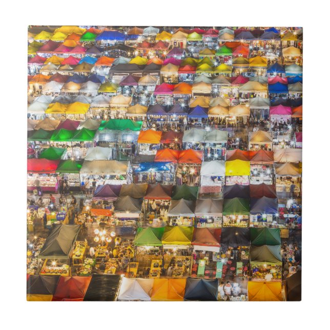 Azulejo Mercado de alimentos callejeros Rod Fai Bangkok Ta (Frente)