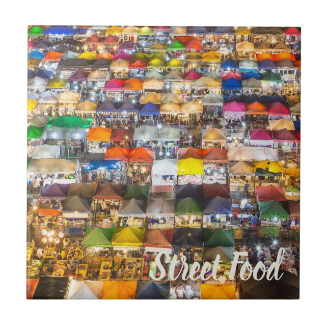 Azulejo Mercado de alimentos callejeros Rod Fai Bangkok Ta (Frente)