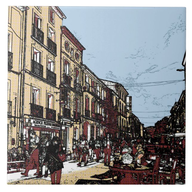 Azulejo Mercado de Antigüedades de Pezenas Francia (Frente)