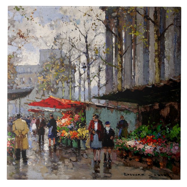 Azulejo Mercado de flores en La Madeleine (Frente)