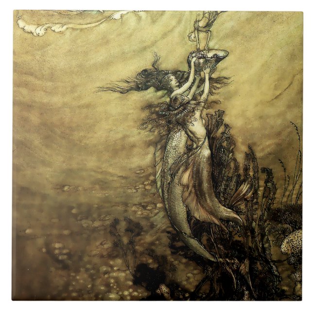 Azulejo “Mermaids of the Rhine” by Arthur Rackham (Frente)