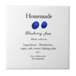 Azulejo Mermelada casera de arándano azul hecha con amor a
