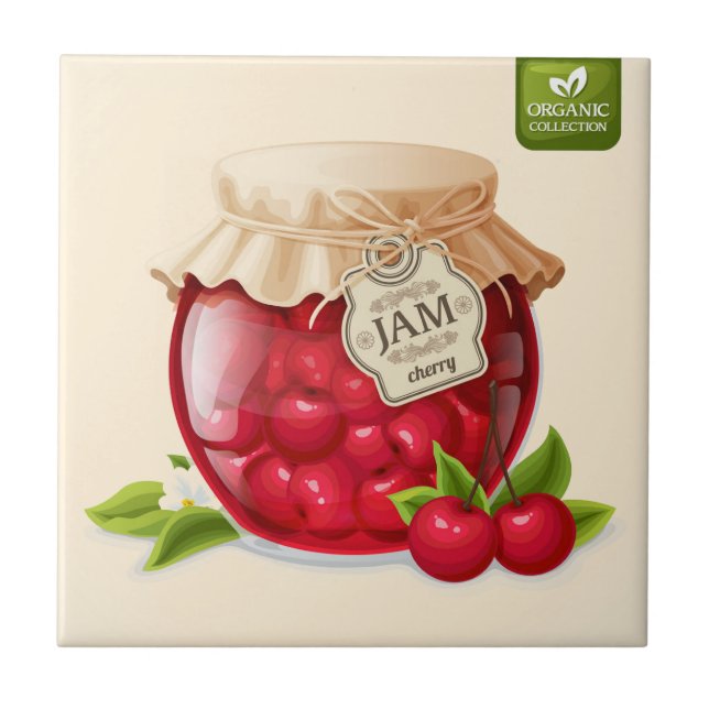 Azulejo Mermelada de cereza temática   (Frente)
