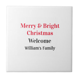 Azulejo Merry Bright Navidad agregar nombre de familia bie