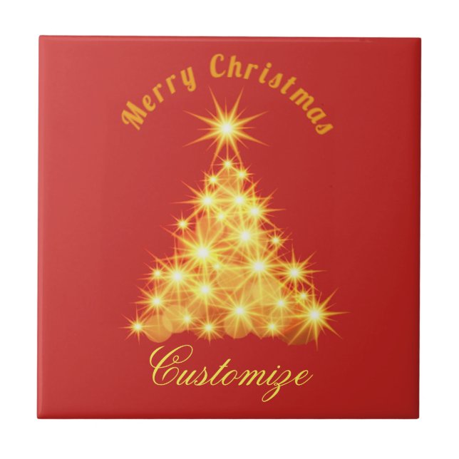 Azulejo Merry Christmas Golden Tree Thunder_Cove (Frente)