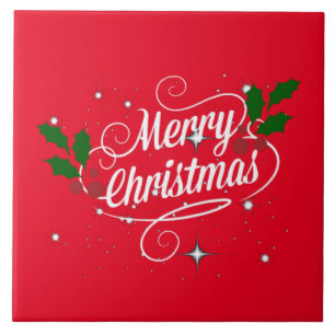 Azulejo Merry Christmas Ornate Script