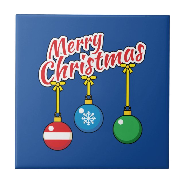 Azulejo Merry Christmas with Hanging Balls (Frente)