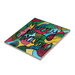 AZULEJO MERRY NAVIDAD NEUROGRÁFICA Y NEGRO