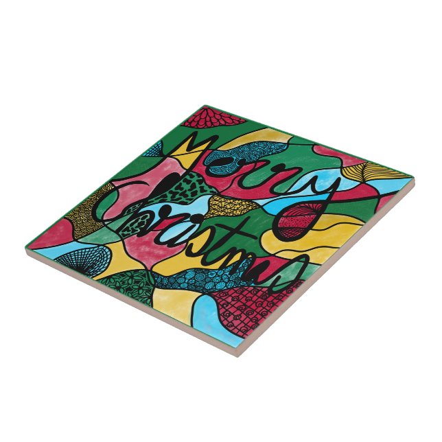 AZULEJO MERRY NAVIDAD NEUROGRÁFICA Y NEGRO (Lado)