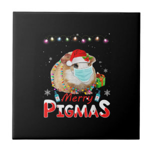 Azulejo Merry Pigmas Face Mask Graciosos Navidades de Cerd