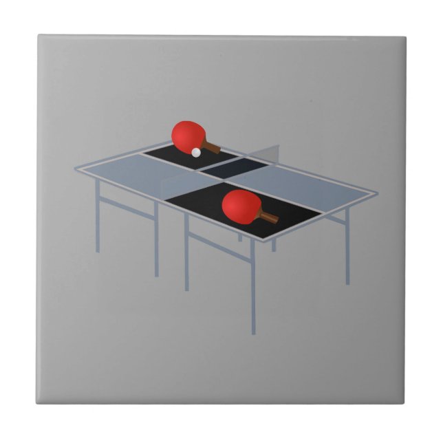 Azulejo Mesa De Ping Pong Con Bats Y Ball, (Frente)