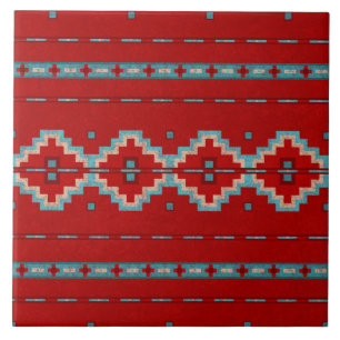 Azulejo Mesas del Suroeste Rojo y Turquesa