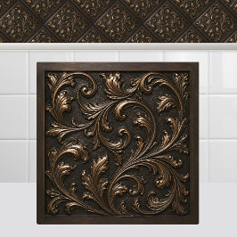 Azulejo Metal de follaje de bronce fundido oxidado del Ren