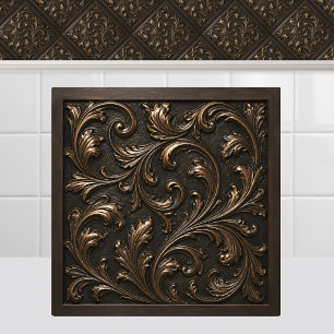 Azulejo Metal de follaje de bronce oxidado renacentista