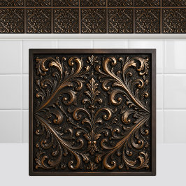 Azulejo Metal oxidado bronce fundido Renacimiento Follaje