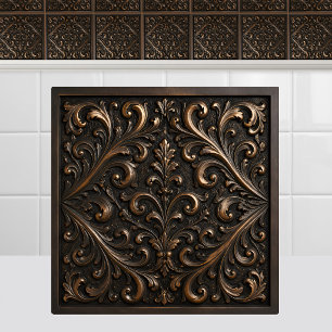 Azulejo Metal oxidado bronce fundido Renacimiento Follaje