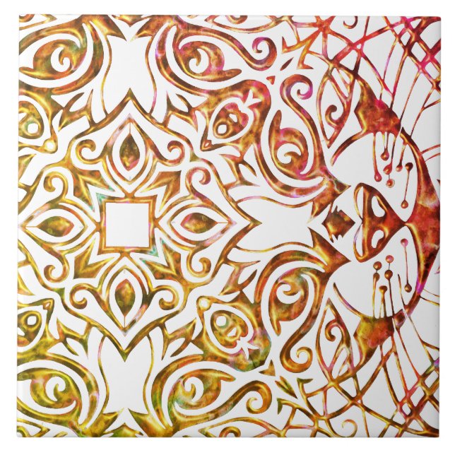 Azulejo Metálico Cobre Aspecto Gato Arte Guay Mandala Cerá (Frente)