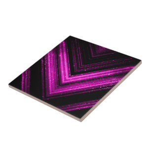 Azulejo Metalizado brillante rosa magenta negro Chevron
