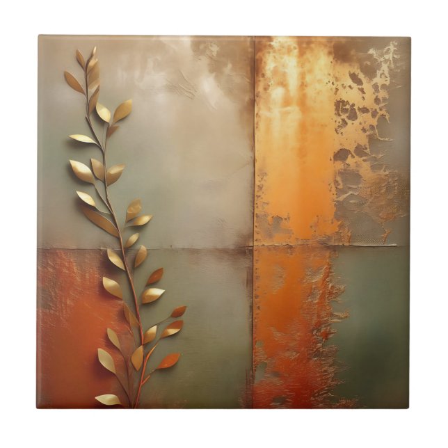 Azulejo Metalizado texturizado en cobre (Frente)