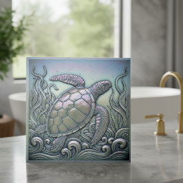 Azulejo Metallic Iridescent Turtle D1223