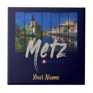 Azulejo Metz Grand Est France en recuerdo vintage nocturno