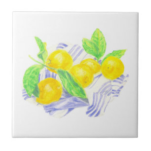 Azulejo Meyer lemons en la toalla de cocina
