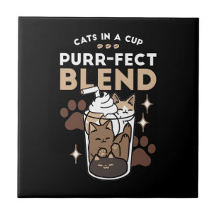 Azulejo Mezcla perfecta: diseño de café para gato y café