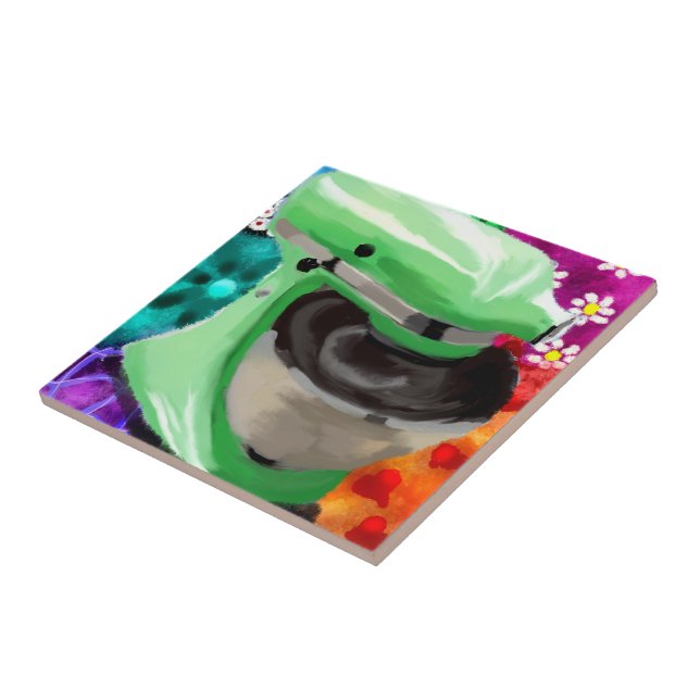 Azulejo Mezclador Stand Funky Resumen Arte Rosa Verde (Lado)