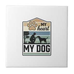 Azulejo Mi Corazón Mi Perro Grabado Vintage Diseño Amante 
