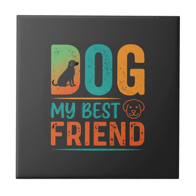Azulejo Mi Mejor Amigo Perro Diseño Retro (Frente)