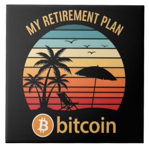 Azulejo Mi Plan de Jubilación Bitcoin Playa Atardecer