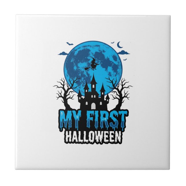 Azulejo Mi Primer Halloween Vintage Castillo Embrujado Beb (Frente)