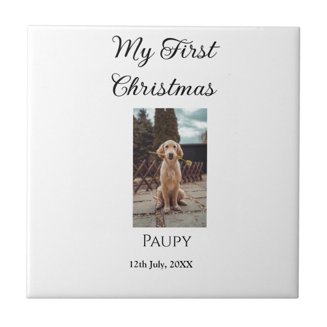 Azulejo Mi primera Navidad añadir mascota nombre gato año  (Frente)