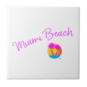 Azulejo Miami-Beach-logo-palmeras-solares-rosadas