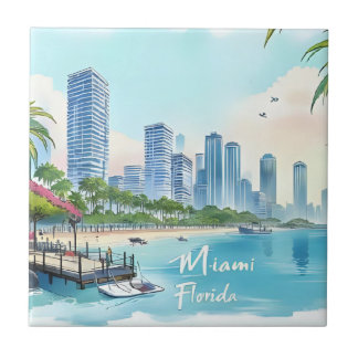 Azulejo Miami City Florida skyline