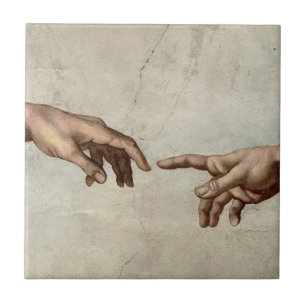 Azulejo Michaelangelo manos creación adam dios