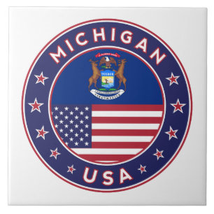 Azulejo Michigan pegatina, estuche de teléfono, bolsa, rel