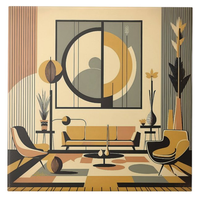 Azulejo Mid Century Interior Design Autumn Hues Livingroom (Frente)