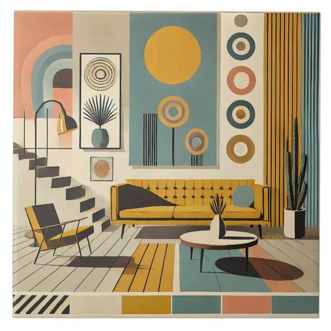Azulejo Mid Century Interior Design Desert Livingroom (Frente)