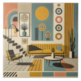 Azulejo Mid Century Interior Design Dessert Livingroom