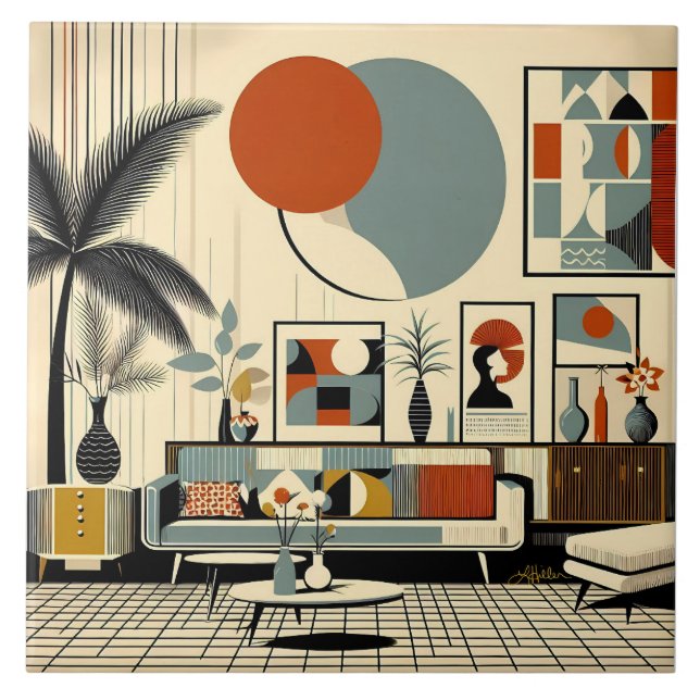Azulejo Mid Century Interior Design Eclipse Livingroom (Frente)