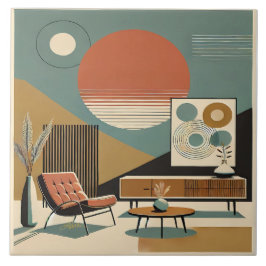 Azulejo Mid Century Interior Design Sunrise Livingroom