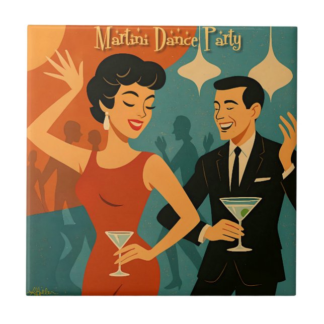 Azulejo Mid Century Martini Dance Party (Frente)