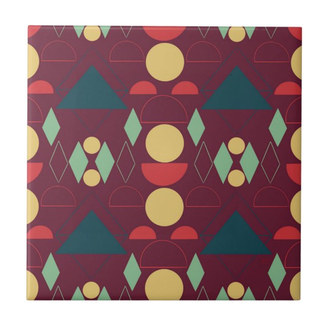 Azulejo Mid Century Mod Geométrico Fuchsia Cerámica Tile (Frente)