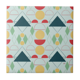 Azulejo Mid Century Mod Geométrico Mint Cerámica Tile