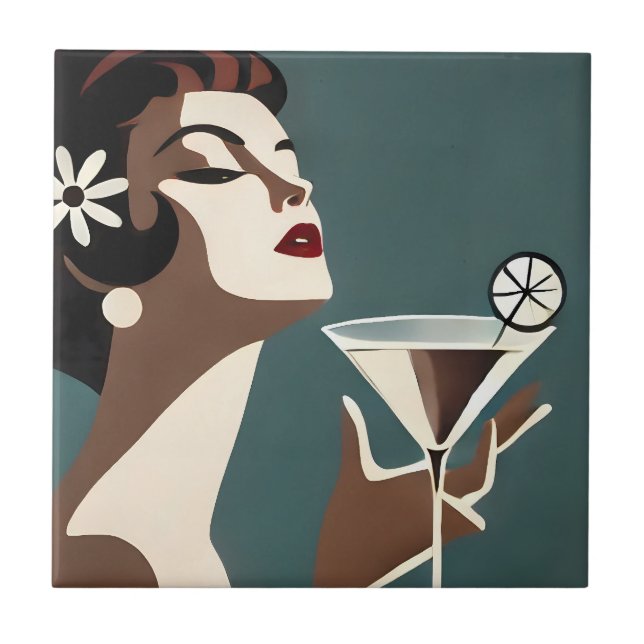 Azulejo Mid Century Modern Art The Martini DIva (Frente)