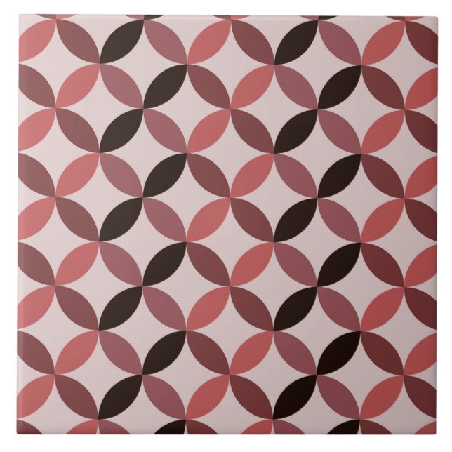 Azulejo Mid Century Modern Geometric Circles Coral Brown (Frente)